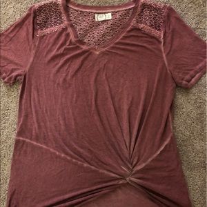 Maurices 24/7 Knot Hem T Shirt Merlot Medium